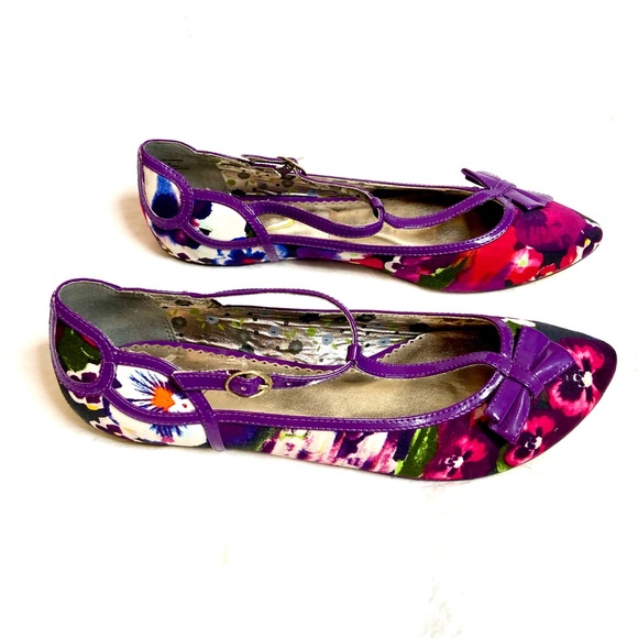 Anthropologie Shoes - Anthropologie Poetic License NEW Womens Purple Flats 9 40 Floral Bow Shoes